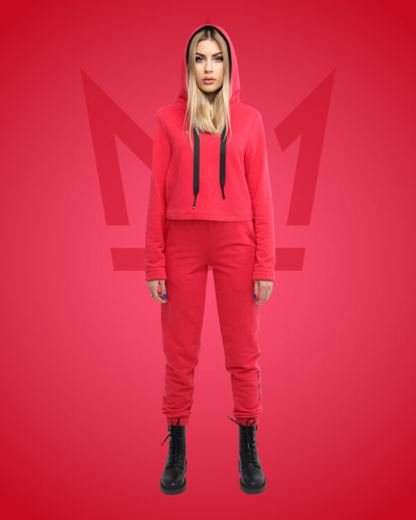 Женский спортивный костюм: укороченный худи и джоггеры с высокой посадкой "GRACE" фото