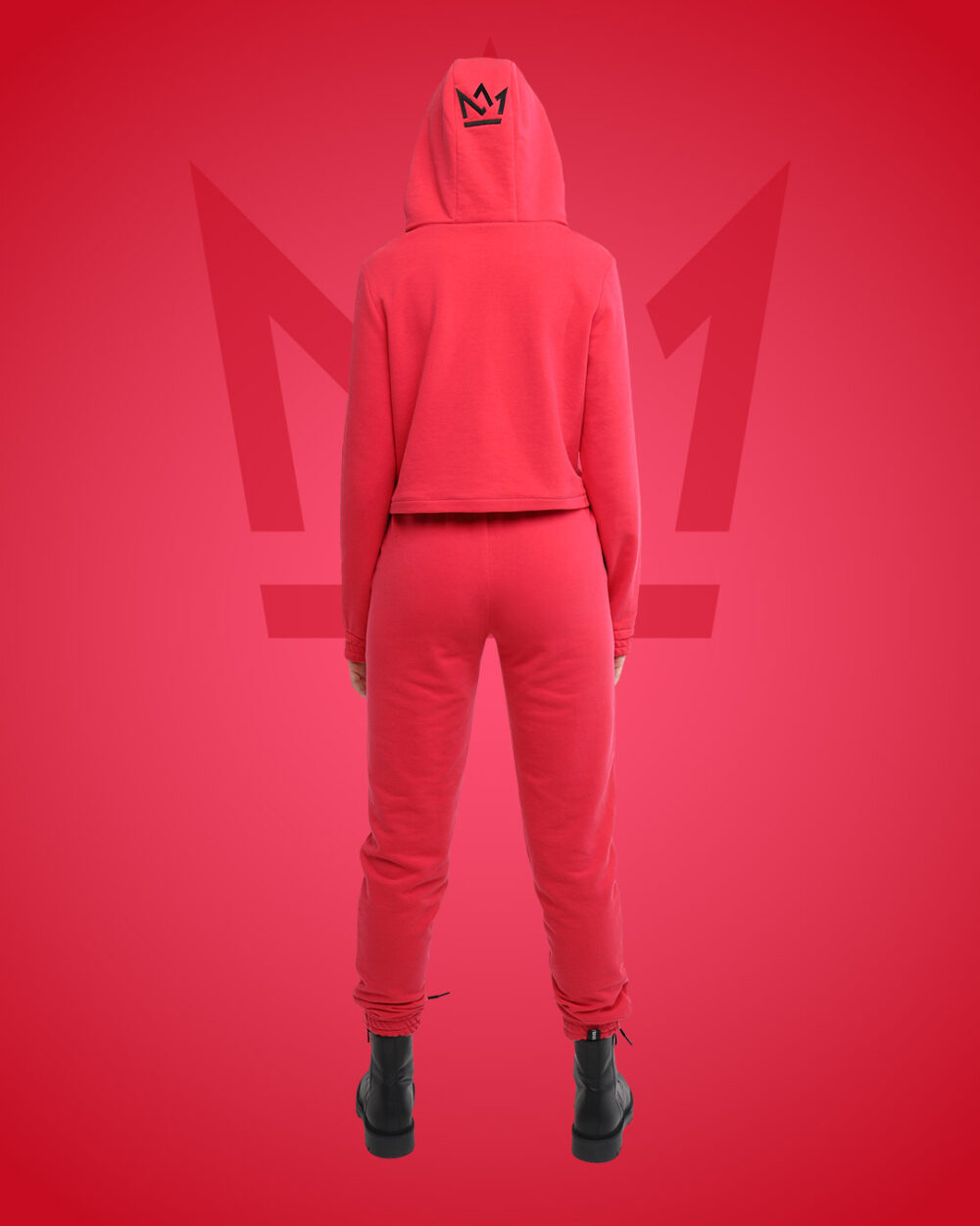 Женский спортивный костюм: укороченный худи и джоггеры с высокой посадкой "GRACE" фото