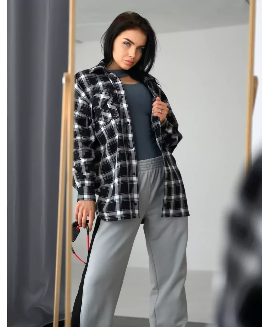 Женская рубашка в клетку "GRAYSCALE"