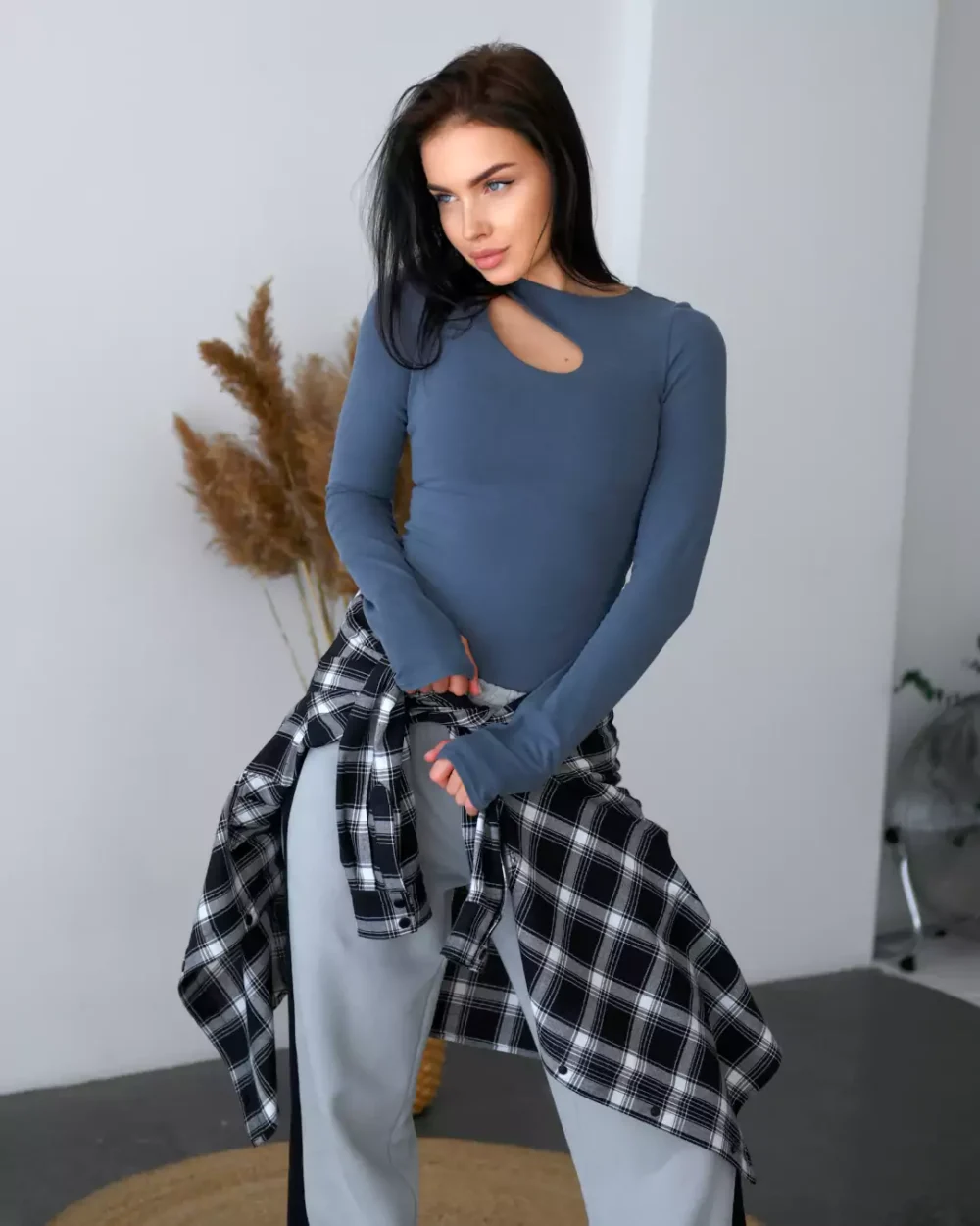 Женская рубашка в клетку "GRAYSCALE" — изображение 4