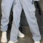 Тёплые женские прямые штаны с декоративными вставками "METELyK"