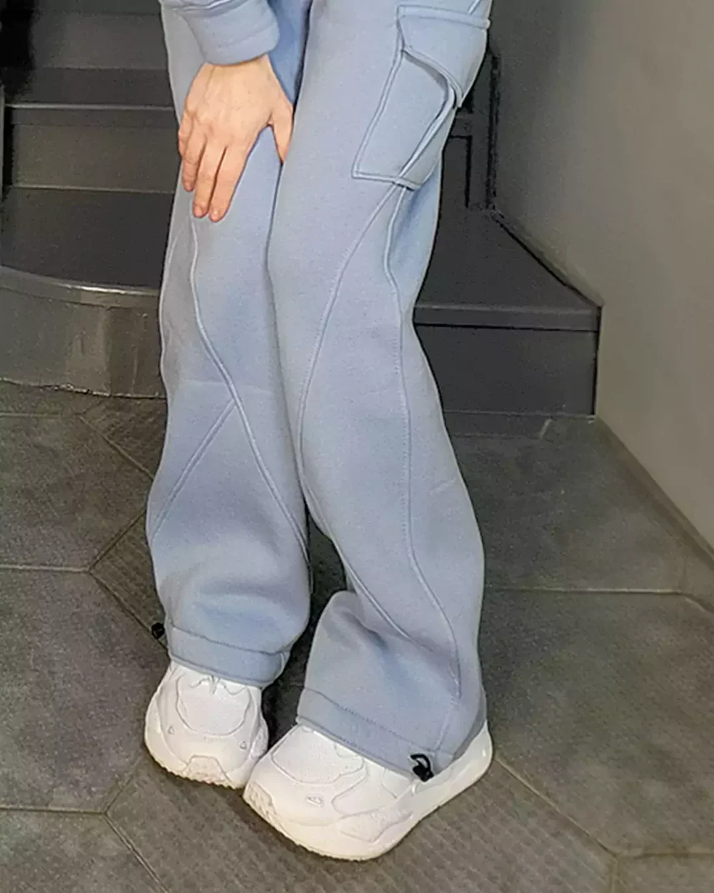 Тёплые женские прямые штаны с декоративными вставками "METELyK" — изображение 2