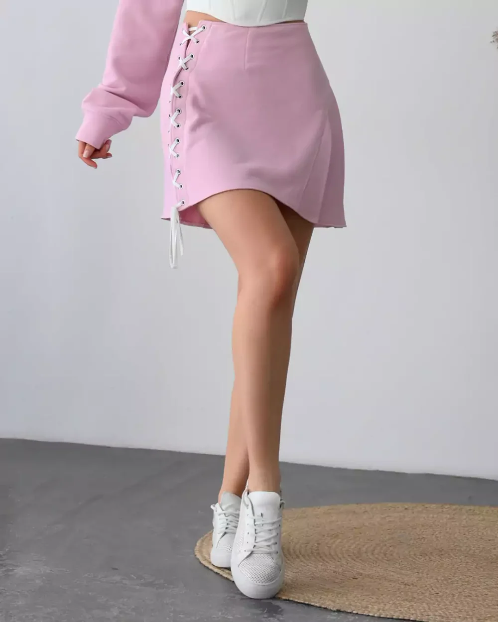 Женская мини-юбка со шнуровкой и складками "BARBIE"