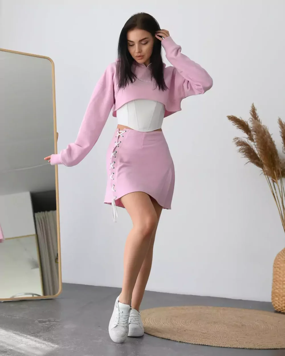 Женская мини-юбка со шнуровкой и складками "BARBIE" — изображение 6