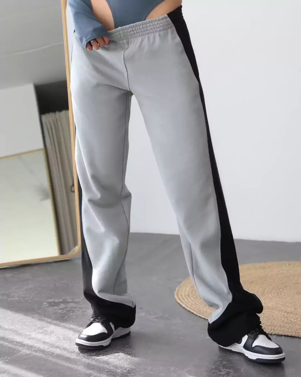 Женские штаны-палаццо с дизайнерскими вставками "GRAYSCALE"