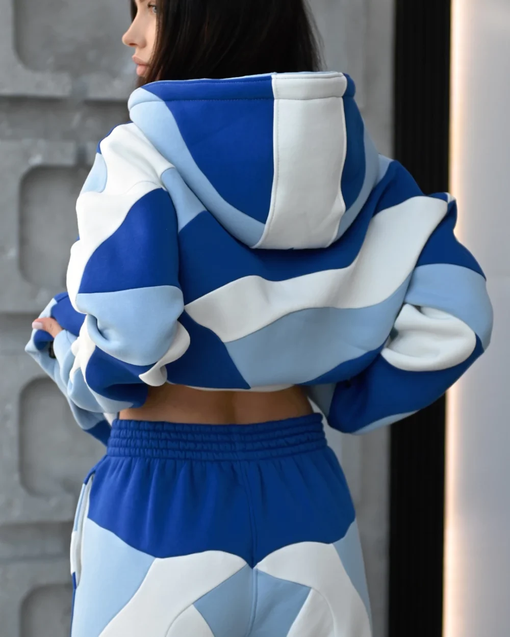 Тёплые женские прямые штаны в стиле колорблок "SKY" — изображение 4