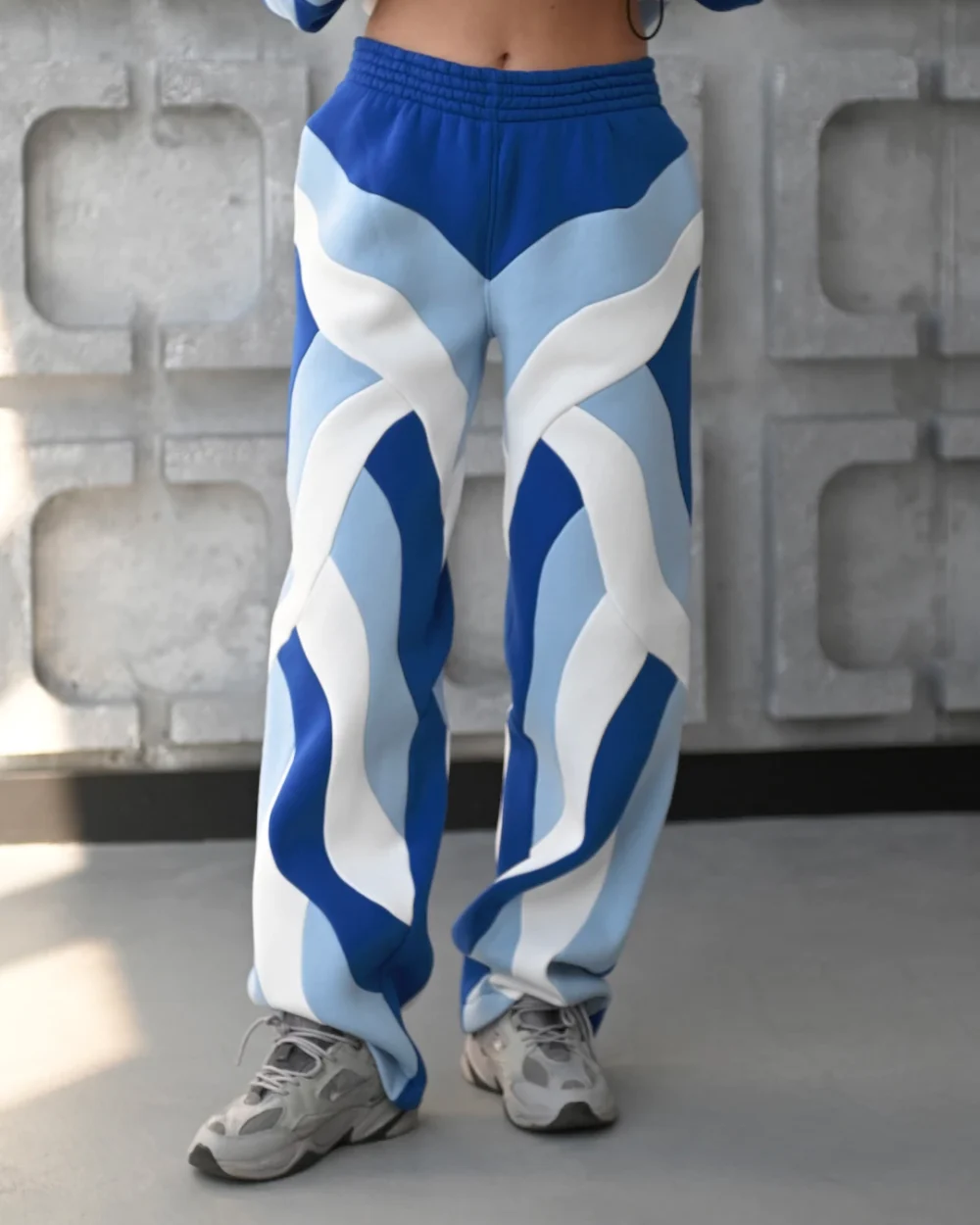 Тёплые женские прямые штаны в стиле колорблок "SKY"