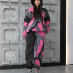 Тёплый женский спортивный костюм в стиле колорблок "MARBLED"