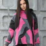 Тёплый женский худи в стиле колорблок "MARBLED"